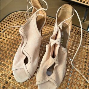 Aquazzura Nude Lace-Up Heels